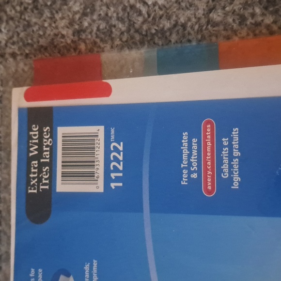 Extra Wide Big Insertables Dividers. Tab bty AVERY 9"X11" - Picture 4 of 7